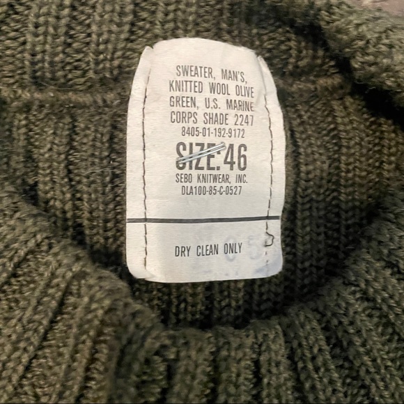 Knitted Olive Green Wool Sweater Vintage - Picture 4 of 11